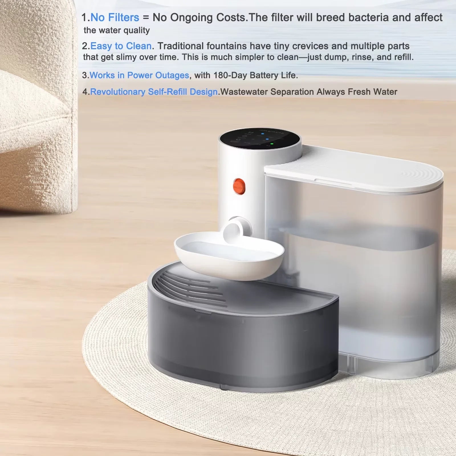 Wireless Smart Cat Water Fountain Rechargeable & Ultra Quiet