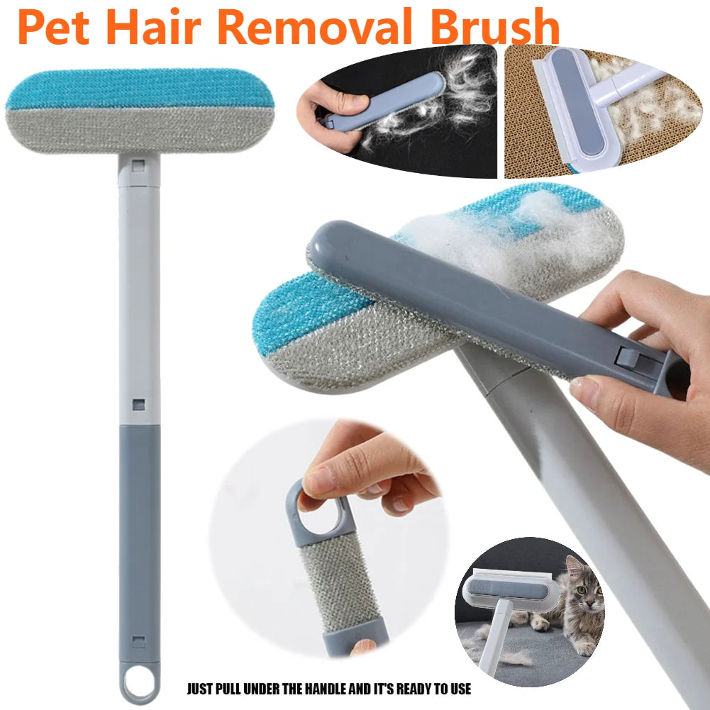 3-in-1 Pet Hair Remover Brush, Long Handle Fur Cleaning Tool