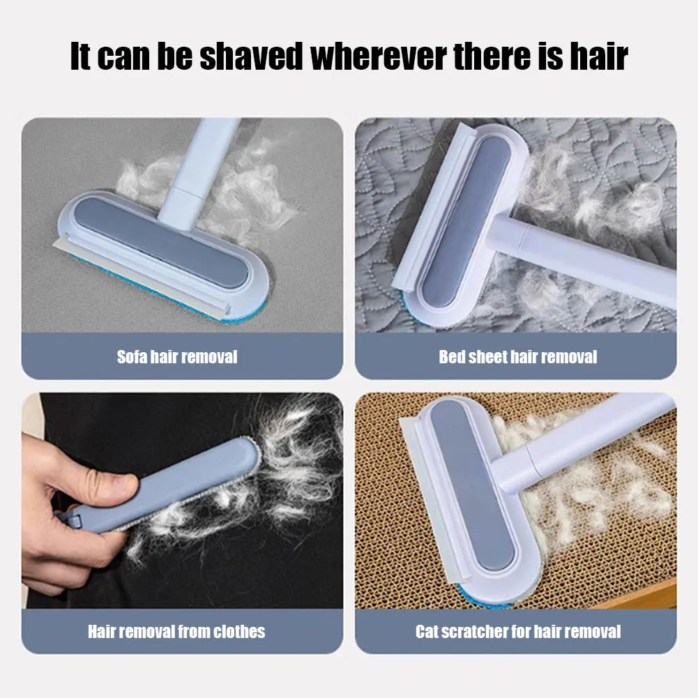3-in-1 Pet Hair Remover Brush, Long Handle Fur Cleaning Tool