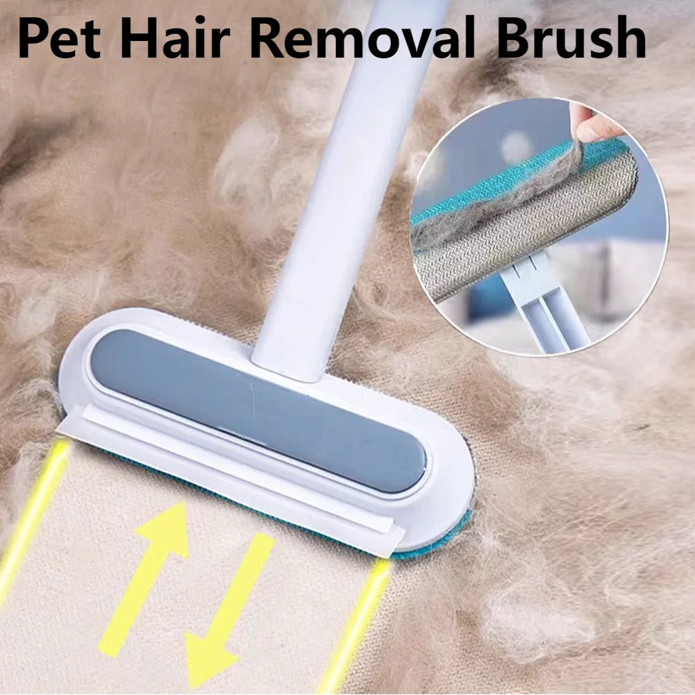 3-in-1 Pet Hair Remover Brush, Long Handle Fur Cleaning Tool