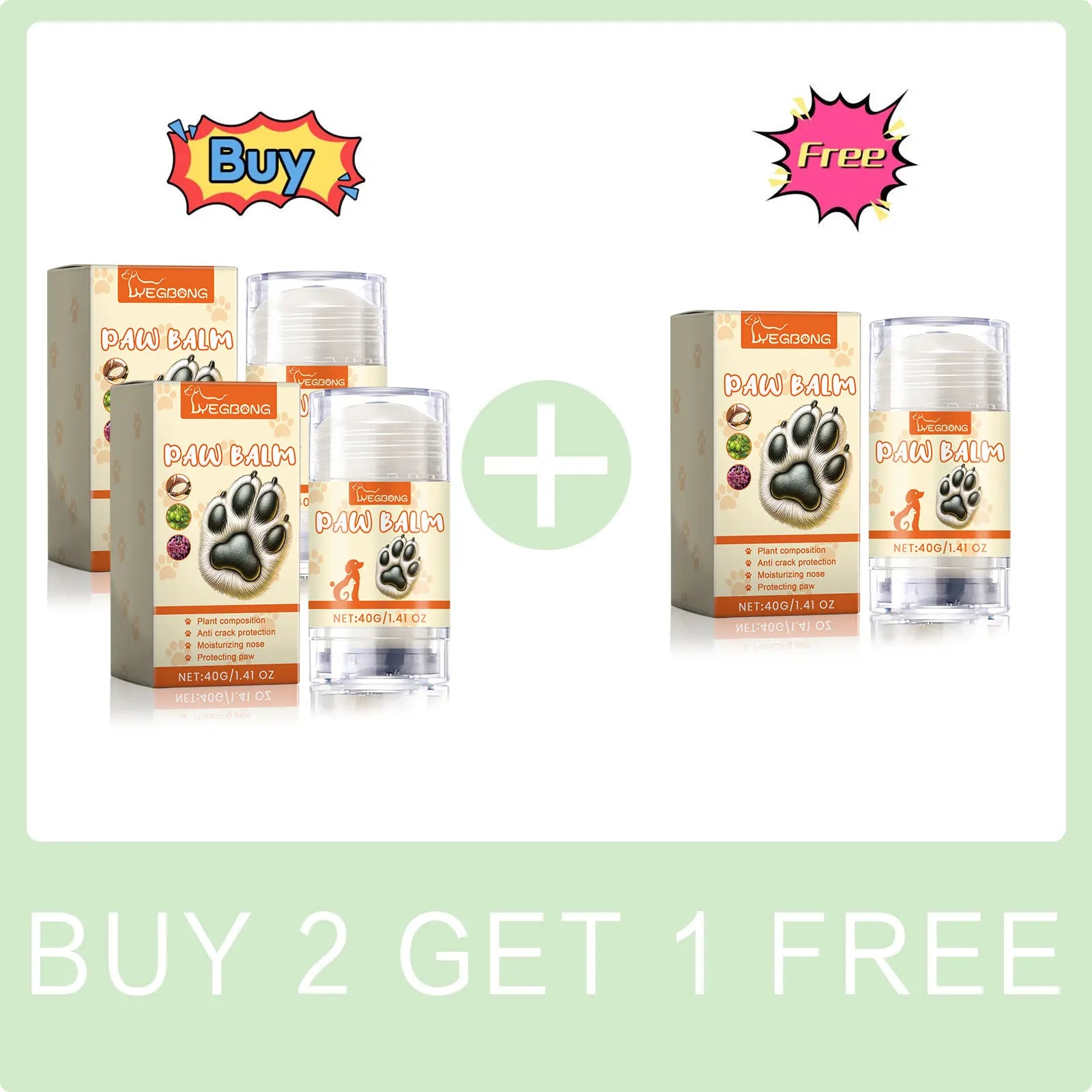 Pet Paw & Nose Balm, Lick-Safe Moisturising Repair for Dogs & Cats