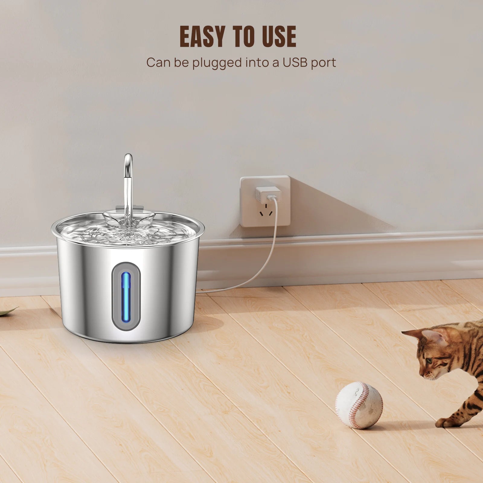 Ultra-quiet drinking fountain for cats and dogs, triple filtration