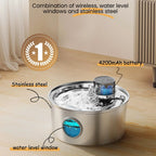Rechargeable Cat Water Fountain Stainless Steel, Smart Sensor